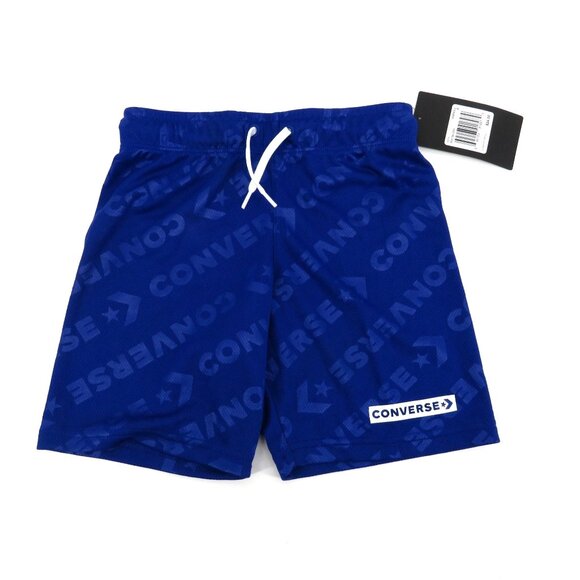 Converse Boys Blue Logo Print Mesh Shorts Size 5Drawstring Waist NWT $24 - Picture 1 of 3